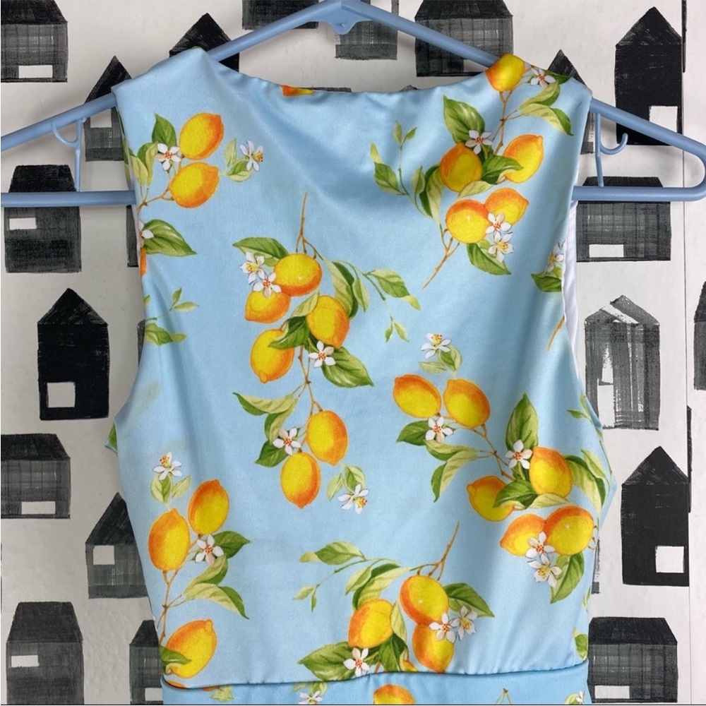 ASOS One piece Swimsuit Lemon Print Tie Back - Picture 3 of 5